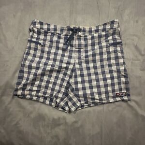 Patagonia Shorts Mens 38 Plaid Chino Organic Cotton Outdoor Hiking Zipper Blue